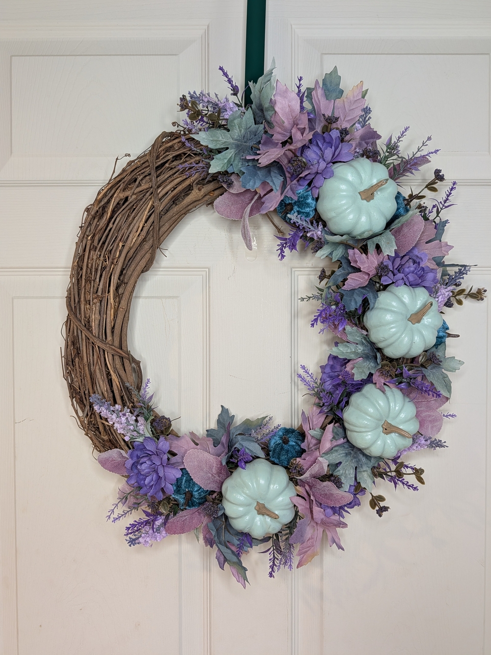 Lavender & Teal Pumpkin Wreath